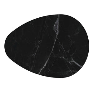 Worldwide Home Furnishings Lyriq-coffee Elegant Teardrop Coffee Table With Solid Mango Wood Base And Beveled Marble Top Black,Black Solid Wood,Marble 301-975blk