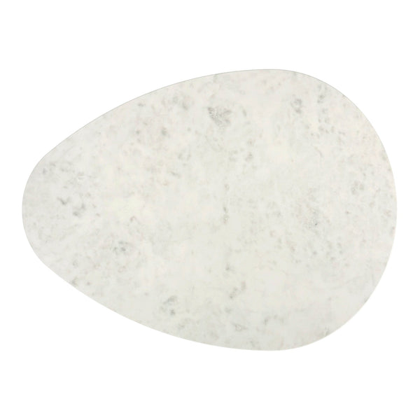 Worldwide Home Furnishings Lyriq-coffee Elegant Teardrop Coffee Table With Solid Mango Wood Base And Beveled Marble Top Walnut,White Solid Wood,Marble 301-975wal