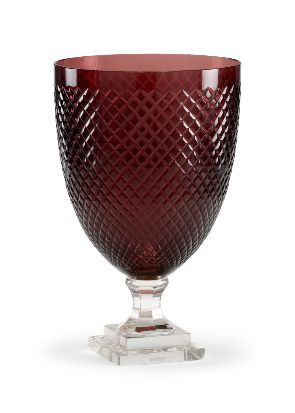 Wildwood Diamond Amethyst Hurricane Crystal Candle Holder 15" Tall Diamond-Cut Faceted Centerpiece Glow 301000