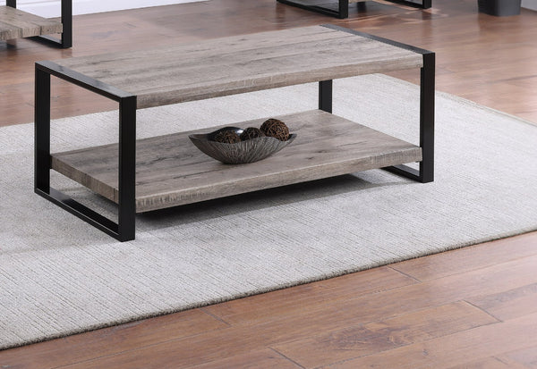 English Elm 1pc Rustic Modern Coffee Table 47.5" x 23.9" x 18" Centerpiece With Sturdy Wood Frame & Simple Assembly Brown,Gray,Tan 51 L x 27 W x 11 H B011P244355
