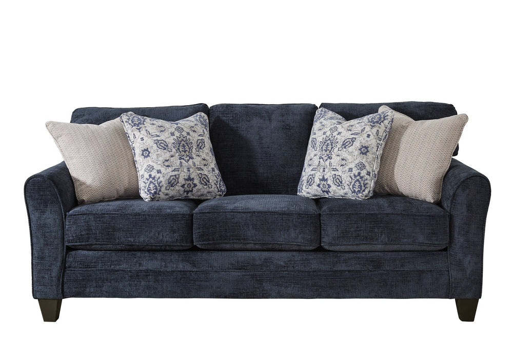 Fusion Wowza Navy Limbu Sofa In Blue - Stylish Flared Arm Design, Reversible Cushions & Contrast Pillows Blue Ws ,100% Polyester 3011-00 Wowza Navy Limbu Sofa