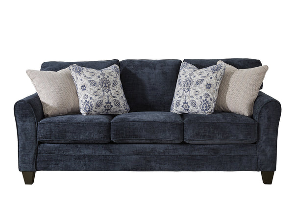Fusion Wowza Navy Limbu Sofa In Blue - Stylish Flared Arm Design, Reversible Cushions & Contrast Pillows Blue Ws ,100% Polyester 3011-00 Wowza Navy Limbu Sofa
