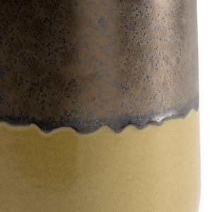 Wildwood Bronze Potter's Vase — Three-Tone Earthenware Tapered Accent (Black, Bronze, Mustard) For Mantels 301108
