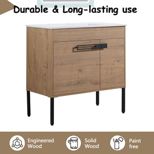 English Elm 36 Inch Bathroom Vanity With Sink - Versatile Freestanding Or Floating Design For Modern Spaces W999S00109