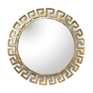 Wildwood Athena Sculptural Wall Mirror 41" Round — Textured Gold-Plated Cast Aluminum, Classic-Modern Accent 301145