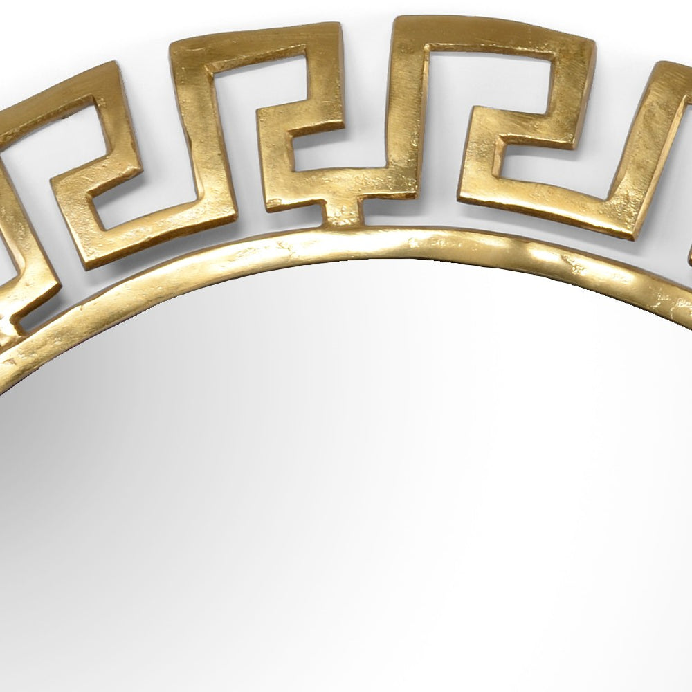 Wildwood Athena Sculptural Wall Mirror 41" Round — Textured Gold-Plated Cast Aluminum, Classic-Modern Accent 301145