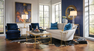 Wildwood Athena Sculptural Wall Mirror 41" Round — Textured Gold-Plated Cast Aluminum, Classic-Modern Accent 301145