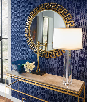 Wildwood Athena Sculptural Wall Mirror 41" Round — Textured Gold-Plated Cast Aluminum, Classic-Modern Accent 301145