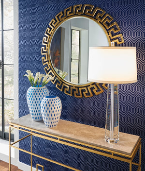 Wildwood Athena Sculptural Wall Mirror 41" Round — Textured Gold-Plated Cast Aluminum, Classic-Modern Accent 301145