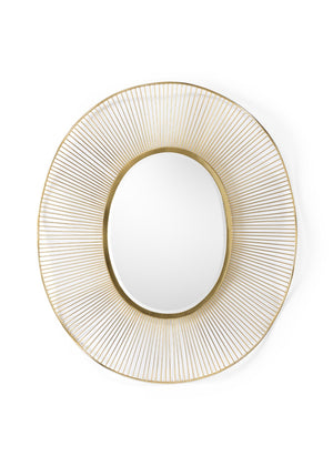 Wildwood Luton Plated Brass Sunburst Mirror — 40.5" X 35" Oval Reflective Accent For Living Rooms & Entryways 301148