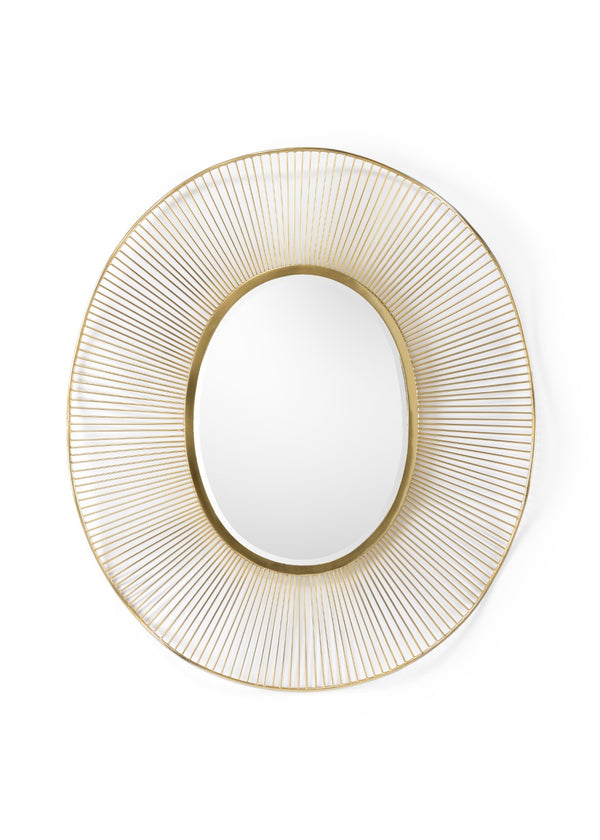 Wildwood Luton Plated Brass Sunburst Mirror — 40.5" X 35" Oval Reflective Accent For Living Rooms & Entryways 301148