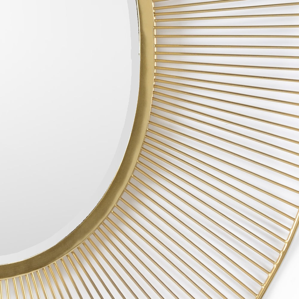 Wildwood Luton Plated Brass Sunburst Mirror — 40.5" X 35" Oval Reflective Accent For Living Rooms & Entryways 301148