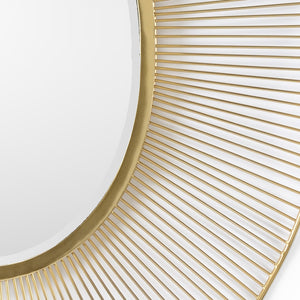 Wildwood Luton Plated Brass Sunburst Mirror — 40.5" X 35" Oval Reflective Accent For Living Rooms & Entryways 301148