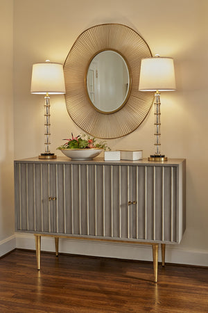 Wildwood Luton Plated Brass Sunburst Mirror — 40.5" X 35" Oval Reflective Accent For Living Rooms & Entryways 301148