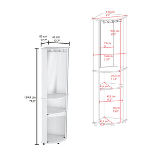 English Elm Chicago 75" H Mirrored Corner Bar Cabinet – Elegant Storage With Glass Doors, Shelves & Stemware Rack B070P210742