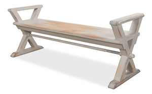 Sarreid Replica Antique X Bench - Elegant Gray & Aged Blue Wash - Recycled Pine & Iron For Timeless Style Grey  30119