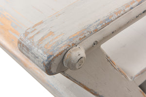 Sarreid Replica Antique X Bench - Elegant Gray & Aged Blue Wash - Recycled Pine & Iron For Timeless Style Grey  30119