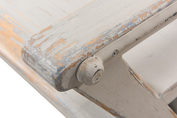 Sarreid Replica Antique X Bench - Elegant Gray & Aged Blue Wash - Recycled Pine & Iron For Timeless Style Grey  30119