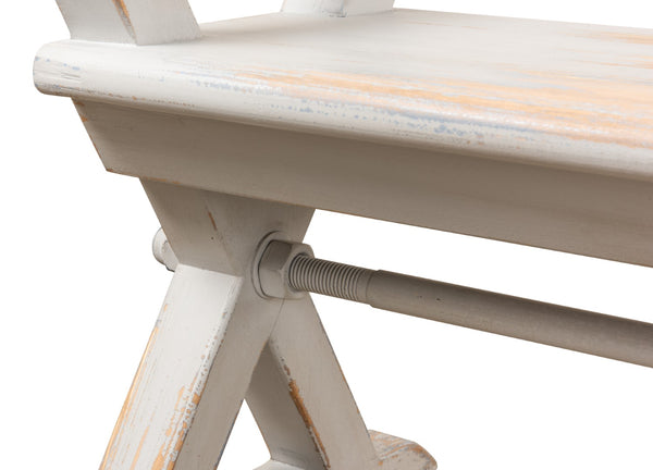 Sarreid Replica Antique X Bench - Elegant Gray & Aged Blue Wash - Recycled Pine & Iron For Timeless Style Grey  30119