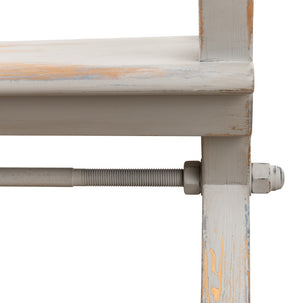 Sarreid Replica Antique X Bench - Elegant Gray & Aged Blue Wash - Recycled Pine & Iron For Timeless Style Grey  30119