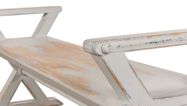 Sarreid Replica Antique X Bench - Elegant Gray & Aged Blue Wash - Recycled Pine & Iron For Timeless Style Grey  30119