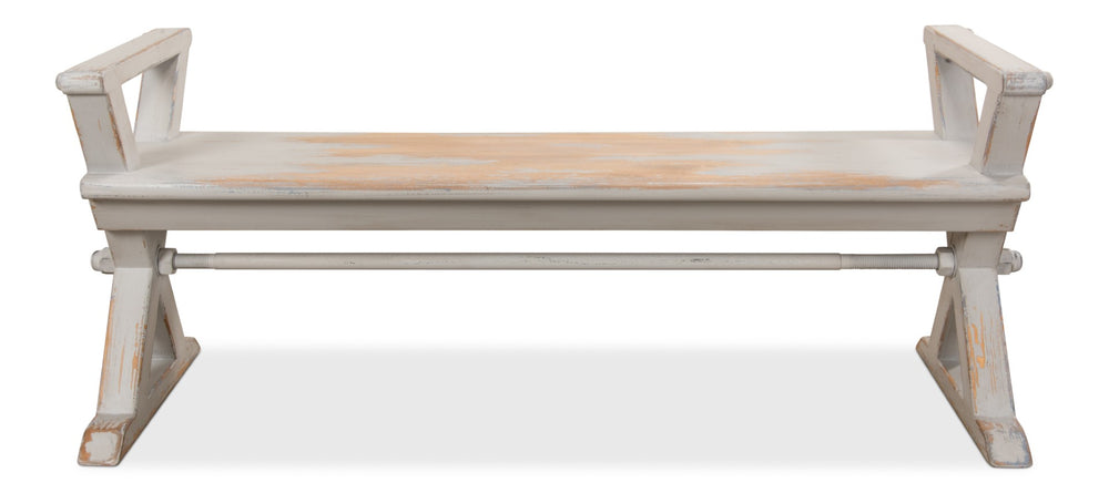 Sarreid Replica Antique X Bench - Elegant Gray & Aged Blue Wash - Recycled Pine & Iron For Timeless Style Grey  30119