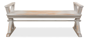 Sarreid Replica Antique X Bench - Elegant Gray & Aged Blue Wash - Recycled Pine & Iron For Timeless Style Grey  30119