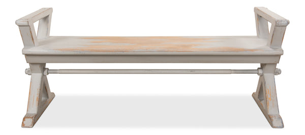 Sarreid Replica Antique X Bench - Elegant Gray & Aged Blue Wash - Recycled Pine & Iron For Timeless Style Grey  30119