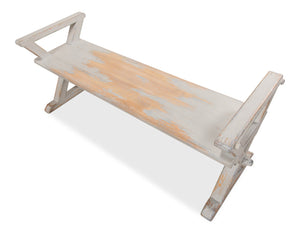 Sarreid Replica Antique X Bench - Elegant Gray & Aged Blue Wash - Recycled Pine & Iron For Timeless Style Grey  30119