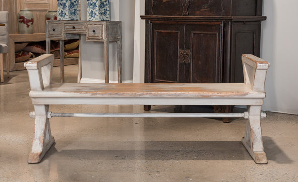 Sarreid Replica Antique X Bench - Elegant Gray & Aged Blue Wash - Recycled Pine & Iron For Timeless Style Grey  30119