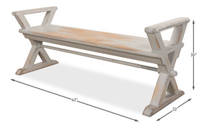 Sarreid Replica Antique X Bench - Elegant Gray & Aged Blue Wash - Recycled Pine & Iron For Timeless Style Grey  30119