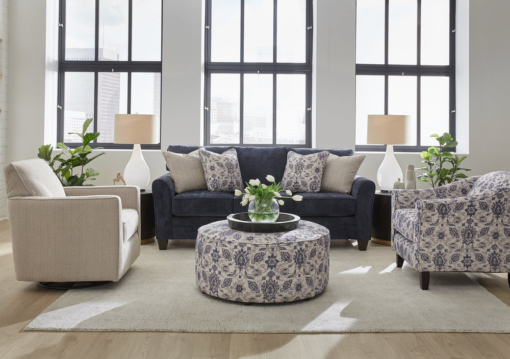 Fusion Wowza Navy Limbu Queen Sleep Sofa - Stylish Flared Arm Design With Comfortable Innerspring Mattress Blue Ws ,100% Polyester 3011-04 Wowza Navy Limbu Queen Sleep Sofa