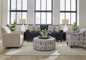 Fusion Wowza Navy Limbu Queen Sleep Sofa - Stylish Flared Arm Design With Comfortable Innerspring Mattress Blue Ws ,100% Polyester 3011-04 Wowza Navy Limbu Queen Sleep Sofa