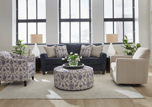 Fusion Wowza Navy Limbu Queen Sleep Sofa - Stylish Flared Arm Design With Comfortable Innerspring Mattress Blue Ws ,100% Polyester 3011-04 Wowza Navy Limbu Queen Sleep Sofa