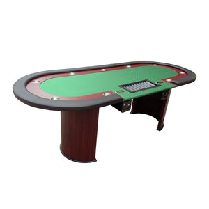 English Elm 96" Oval Speed Cloth Poker Table Seats 10 with Wooden Rail and Built-in Chip Tray W2748S00021