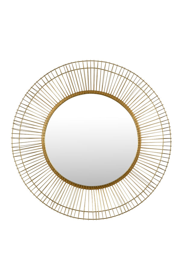 Wildwood Lorna Round Sunburst Mirror With Plated Brass Iron Frame — 50.5" Statement Piece For Mantels 301212