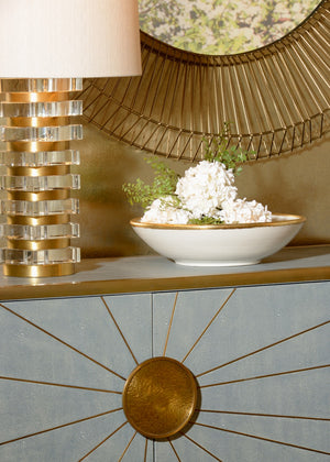 Wildwood Lorna Round Sunburst Mirror With Plated Brass Iron Frame — 50.5" Statement Piece For Mantels 301212