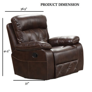 English Elm Transitional Multi-Function Glider Recliner with Channel Back, Cup Holders, Hidden Storage, Upholstered Comfort Brown 37 L x 33 W x 29 H B2741P385043