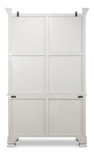 Sarreid Painted Directoire Style Cupboard With Bi-fold Doors - Stylish Grey Pine Finish & 3 Removable Shelves Grey  30122
