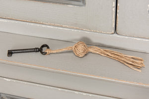 Sarreid Painted Directoire Style Cupboard With Bi-fold Doors - Stylish Grey Pine Finish & 3 Removable Shelves Grey  30122