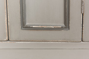 Sarreid Painted Directoire Style Cupboard With Bi-fold Doors - Stylish Grey Pine Finish & 3 Removable Shelves Grey  30122