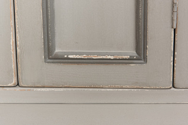 Sarreid Painted Directoire Style Cupboard With Bi-fold Doors - Stylish Grey Pine Finish & 3 Removable Shelves Grey  30122