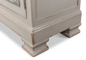 Sarreid Painted Directoire Style Cupboard With Bi-fold Doors - Stylish Grey Pine Finish & 3 Removable Shelves Grey  30122