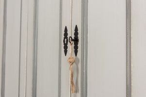 Sarreid Painted Directoire Style Cupboard With Bi-fold Doors - Stylish Grey Pine Finish & 3 Removable Shelves Grey  30122