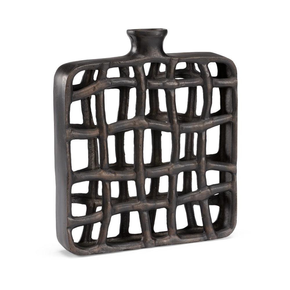 Wildwood Xavier Bronze Urn Sculptural Accent — Lightweight Aluminum Decorative Vase For Mantel Or Console Decor 14.5h x 12.25w x 2d 301246