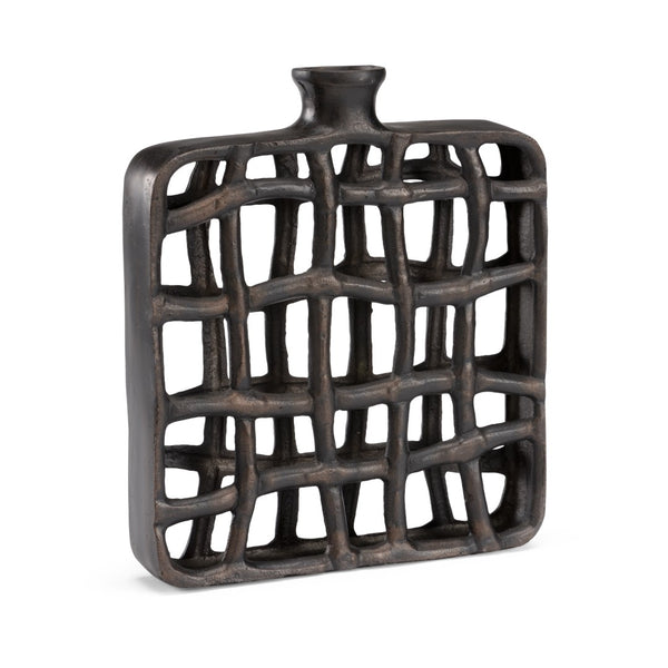 Wildwood Xavier Bronze Urn Sculptural Accent — Lightweight Aluminum Decorative Vase For Mantel Or Console Decor 14.5h x 12.25w x 2d 301246