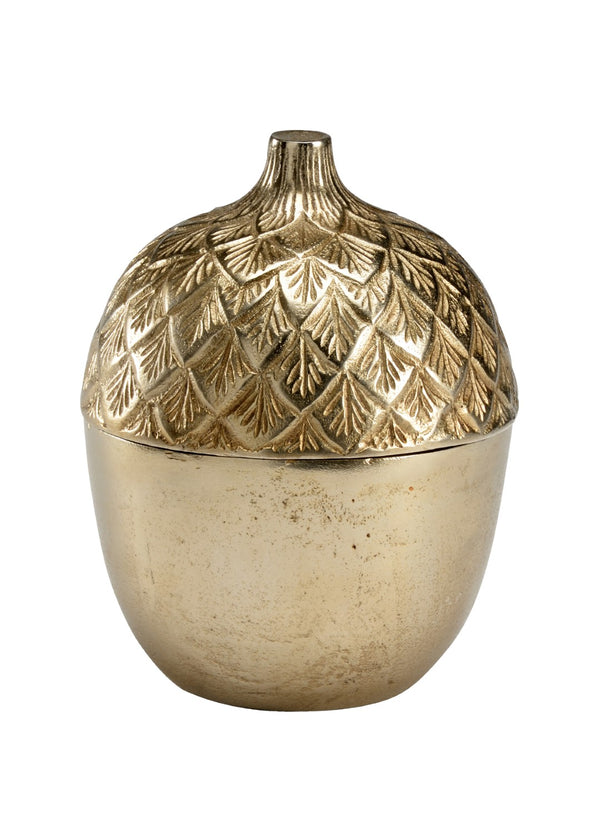Wildwood Autumn Cast Aluminum Acorn Caddy With Antique Champagne Finish—Hidden Storage For Rings & Keys 301263