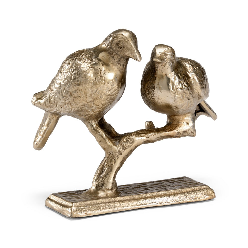 Wildwood On The Perch Antique Champagne Bird Figurine, Lightweight Aluminum Sculpture For Shelves & Mantels (9" H) 301264