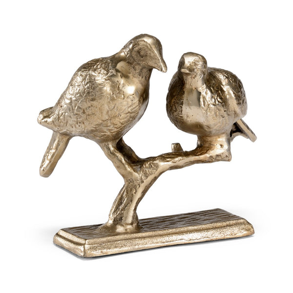 Wildwood On The Perch Antique Champagne Bird Figurine, Lightweight Aluminum Sculpture For Shelves & Mantels (9" H) 301264
