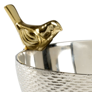 Wildwood Chirp Bowl Small — Dual-Tone Polished Nickel & Brass Aluminum Accent Bowl For Keys, Decor (10.5") 301265
